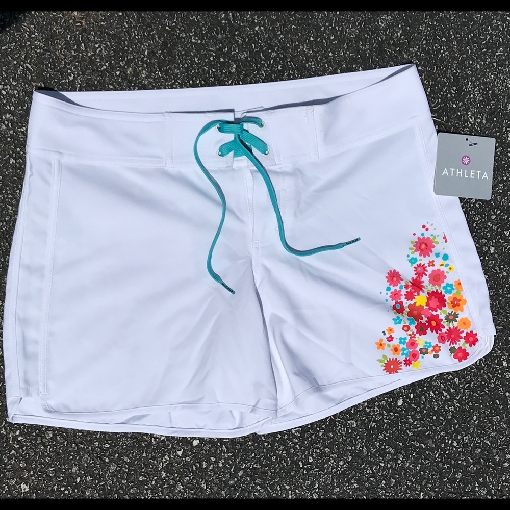 New Athleta Boardshort Yoga White Floral
